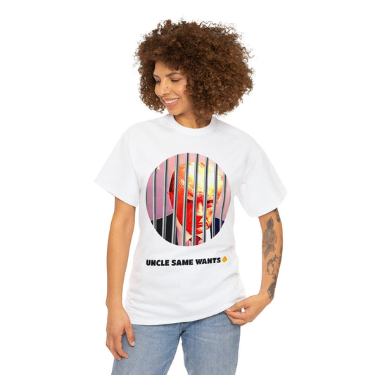 Unisex Heavy Cotton Tee, Uncle Sam Wants Donald Trump Behind Bars, TM1USWYCIR