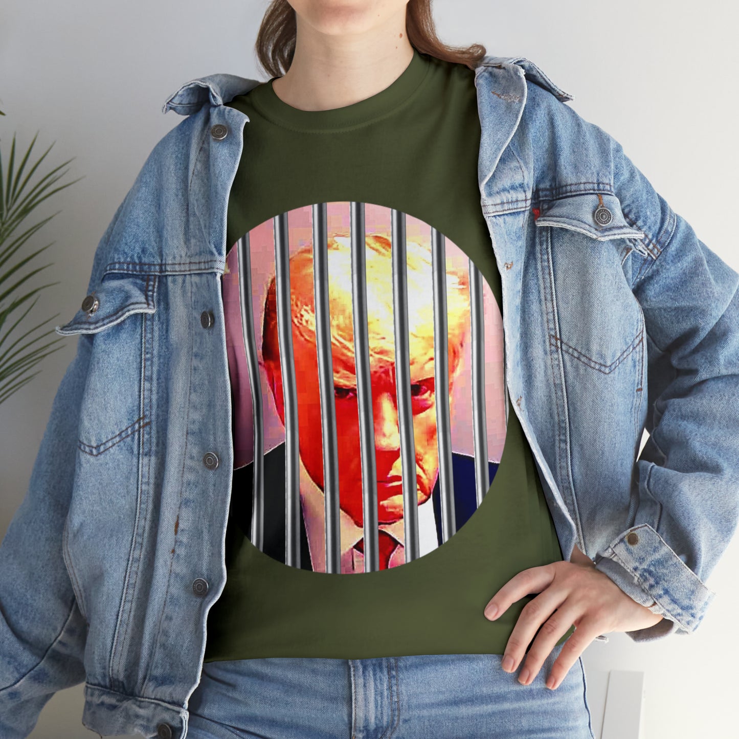 Unisex Heavy Cotton Tee, Donald Trump Behind Bars