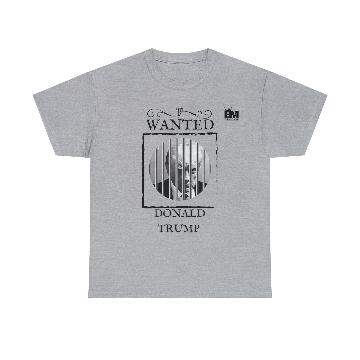 Unisex Heavy Cotton Tee, Uncle Sam Wants Donald Trump Behind Bars Black and white