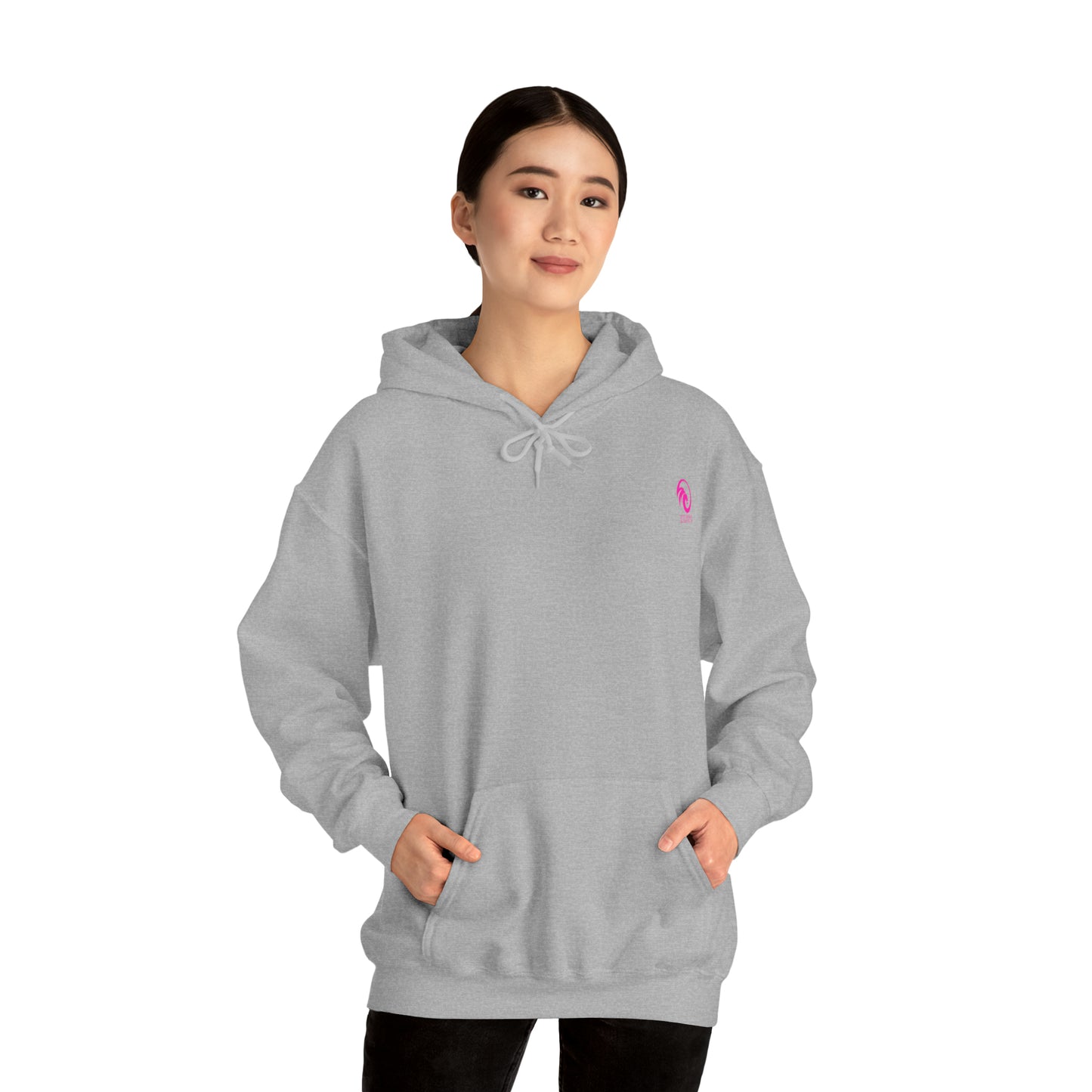 Women's Heavy Blend™ Hooded Sweatshirt - Lion Queen on back of hoodie, w/LOGO on front