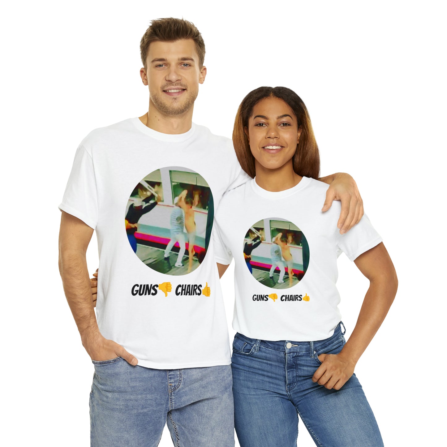 Unisex Heavy Cotton Tee, Guns Down Chairs Up, TM1GDCUCIR