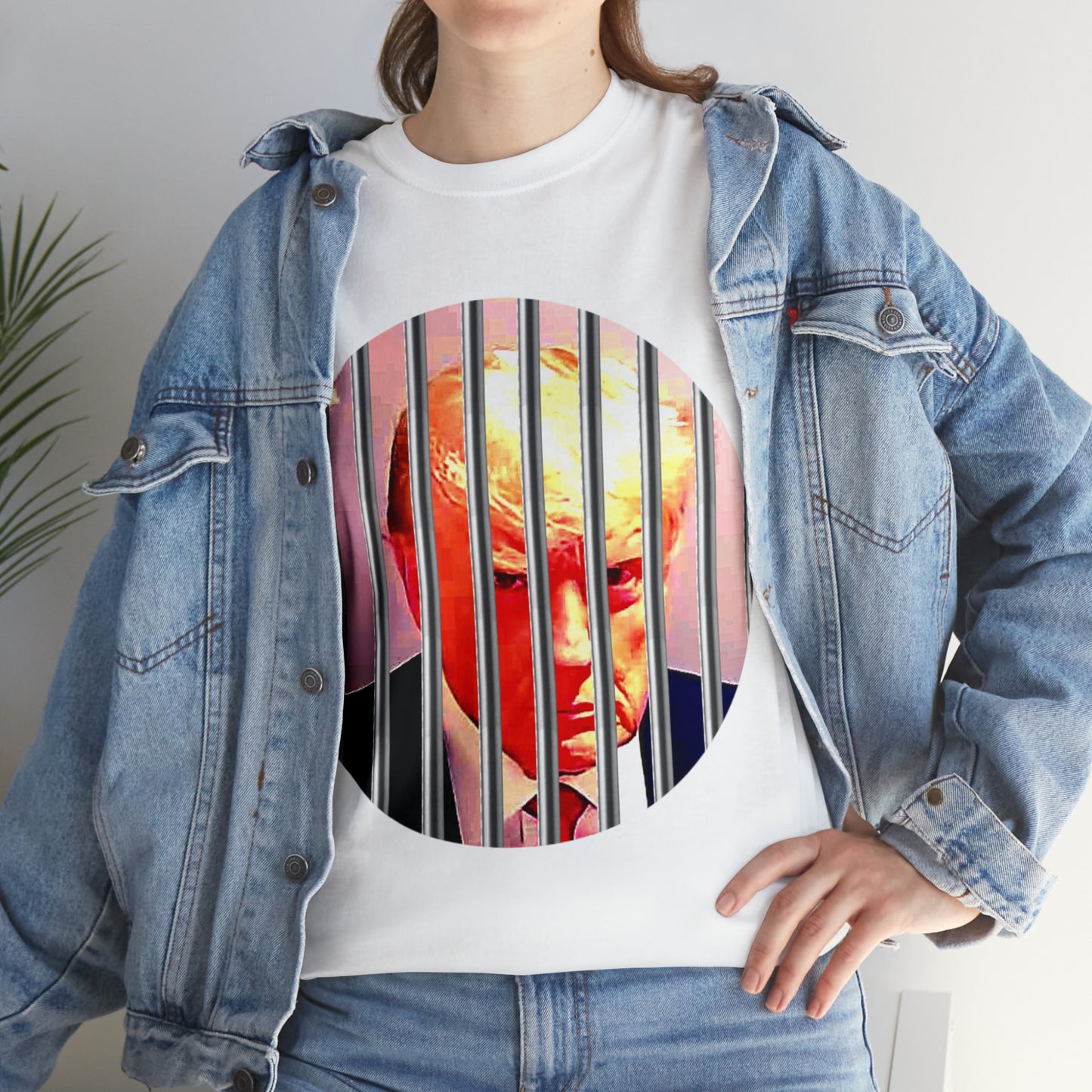 Unisex Heavy Cotton Tee, Donald Trump Behind Bars