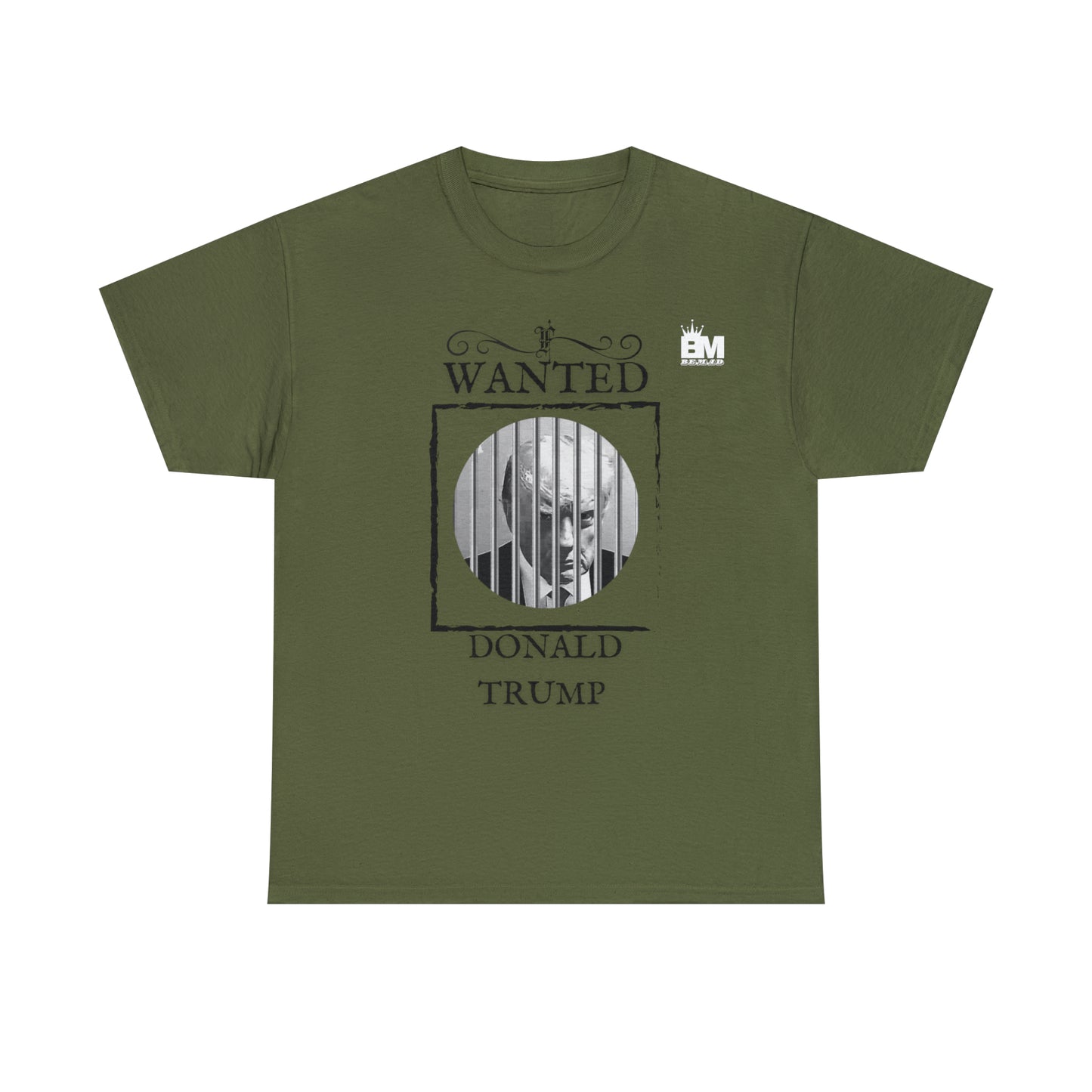 Unisex Heavy Cotton Tee, Uncle Sam Wants Donald Trump Behind Bars Black and white